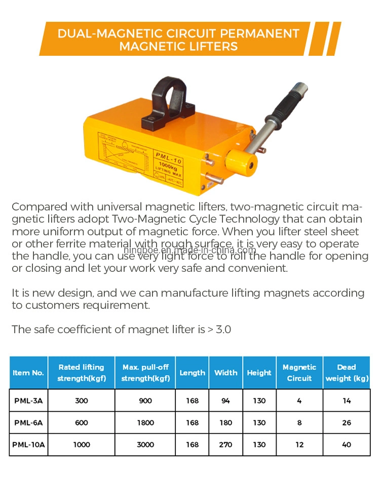 Factory Sale Pml-6 Powerful 600 Kgf Universal Magnetic Lifters Permanent Magnetic Lifters